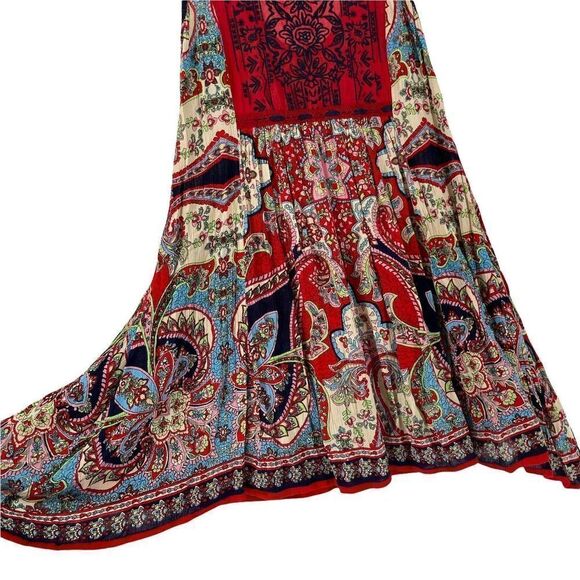 Altard State Bohemian Dress Red Paisley Embroidered Mini Swing Trapeze Size S - Picture 2 of 9